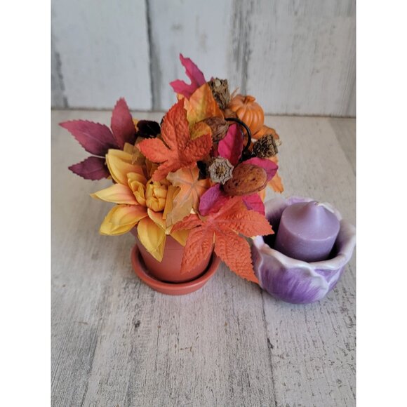 Spring fall flower pot photo holder tulip candle holder set - Picture 2 of 6